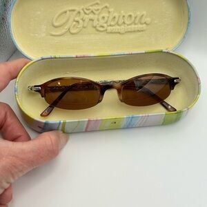 Brighton Brown Tortoise Shell Sunglasses Small Frame Silver Plated Vintage & Tin